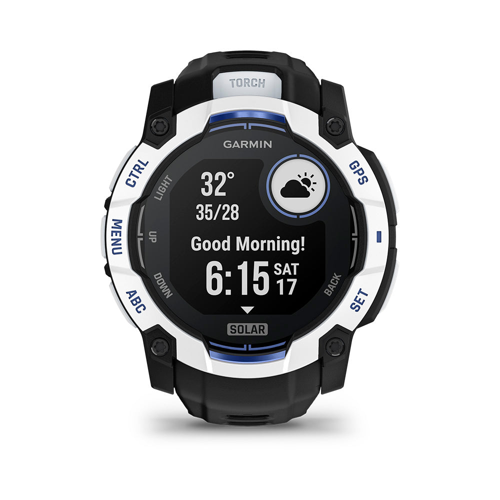 Relógio Garmin Instinct ® 3 Supernova Solar Branco/Azul/Preto - 50 mm