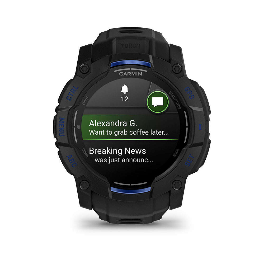 Relógio Garmin Instinct ® 3 Supernova AMOLED Preto e Azul - 50 mm