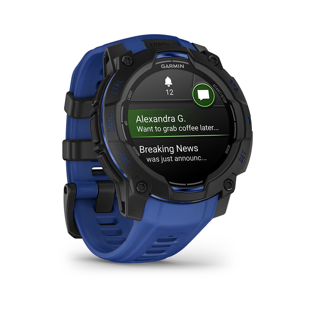 Relógio Garmin Instinct ® 3 Supernova AMOLED Preto e Azul - 45 mm