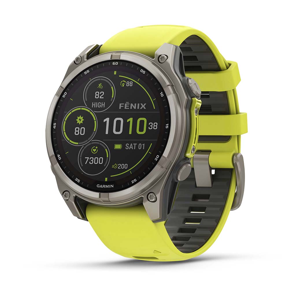 Relógio Garmin Fênix ® 8 Safira Solar Titânio e Amarelo