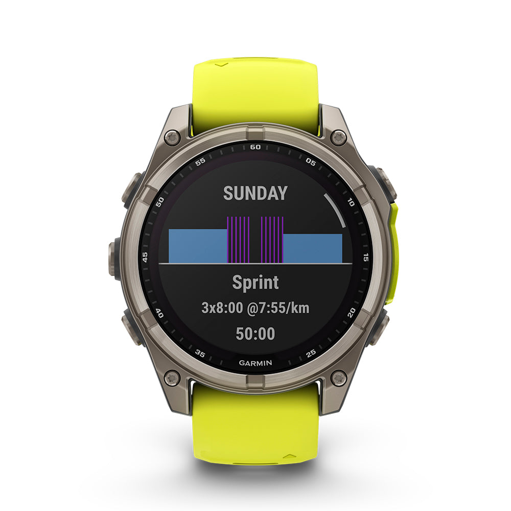 Relógio Garmin Fênix ® 8 Safira Solar Titânio e Amarelo