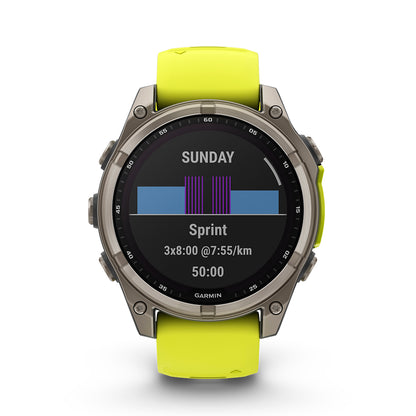 Relógio Garmin Fênix ® 8 Safira Solar Titânio e Amarelo