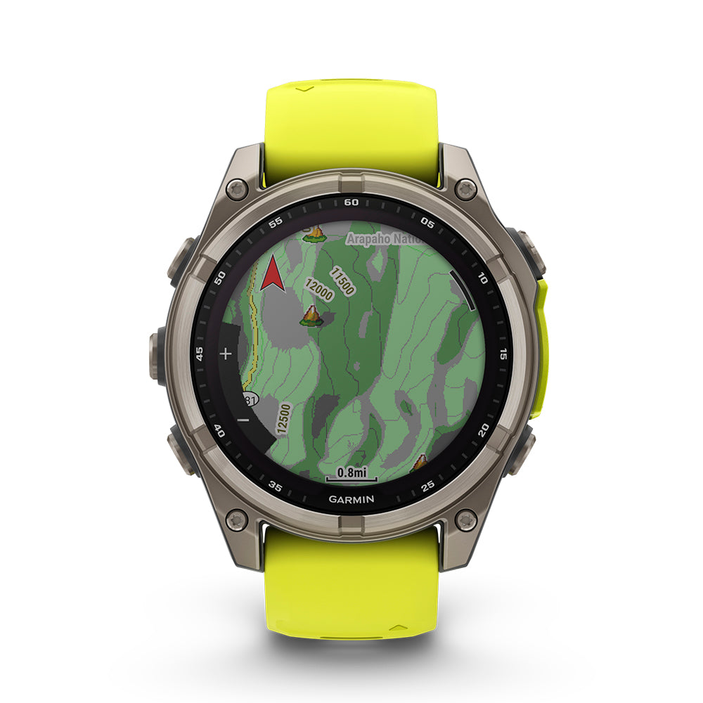 Relógio Garmin Fênix ® 8 Safira Solar Titânio e Amarelo