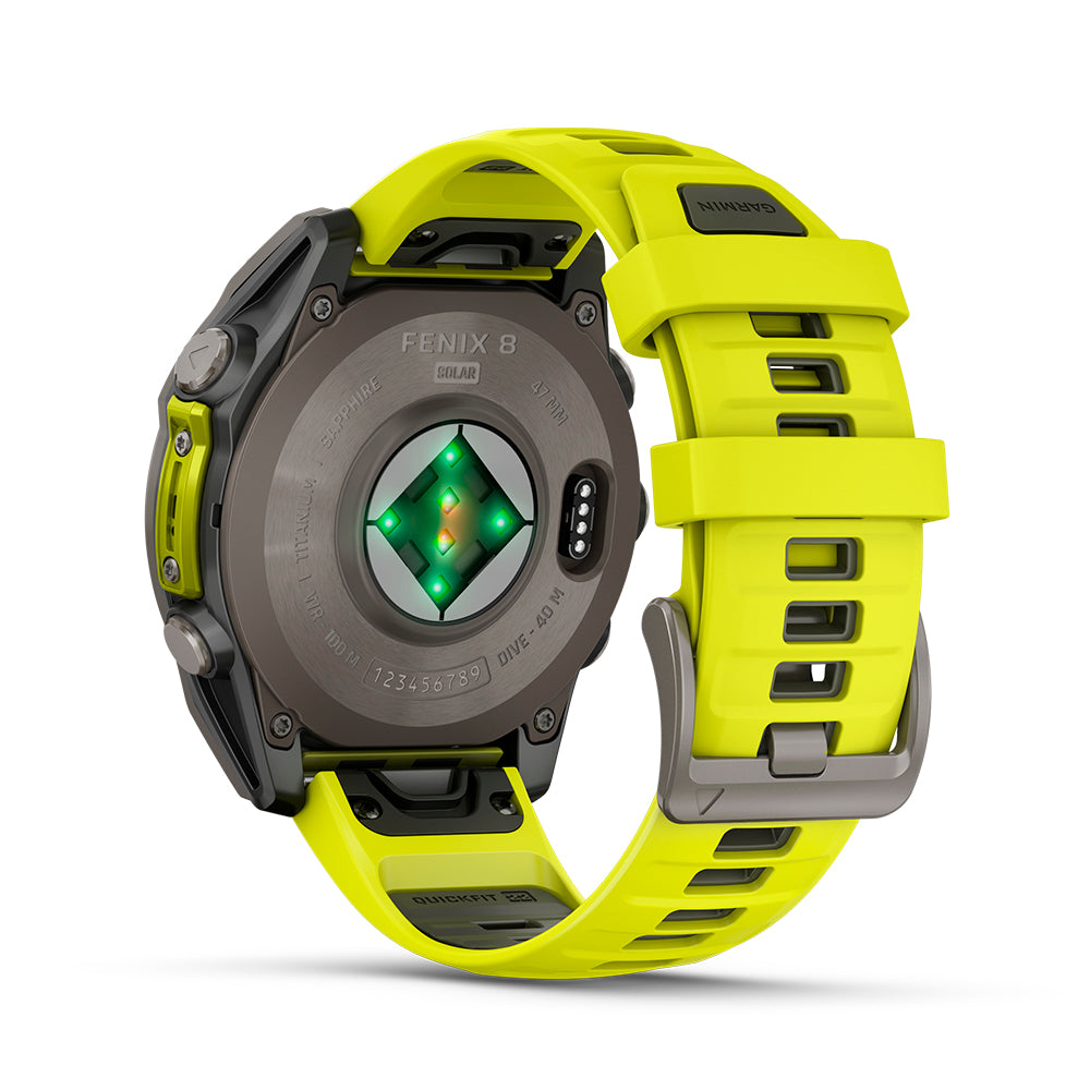 Relógio Garmin Fênix ® 8 Safira Solar Titânio e Amarelo
