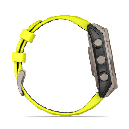 Relógio Garmin Fênix ® 8 Safira Solar Titânio e Amarelo