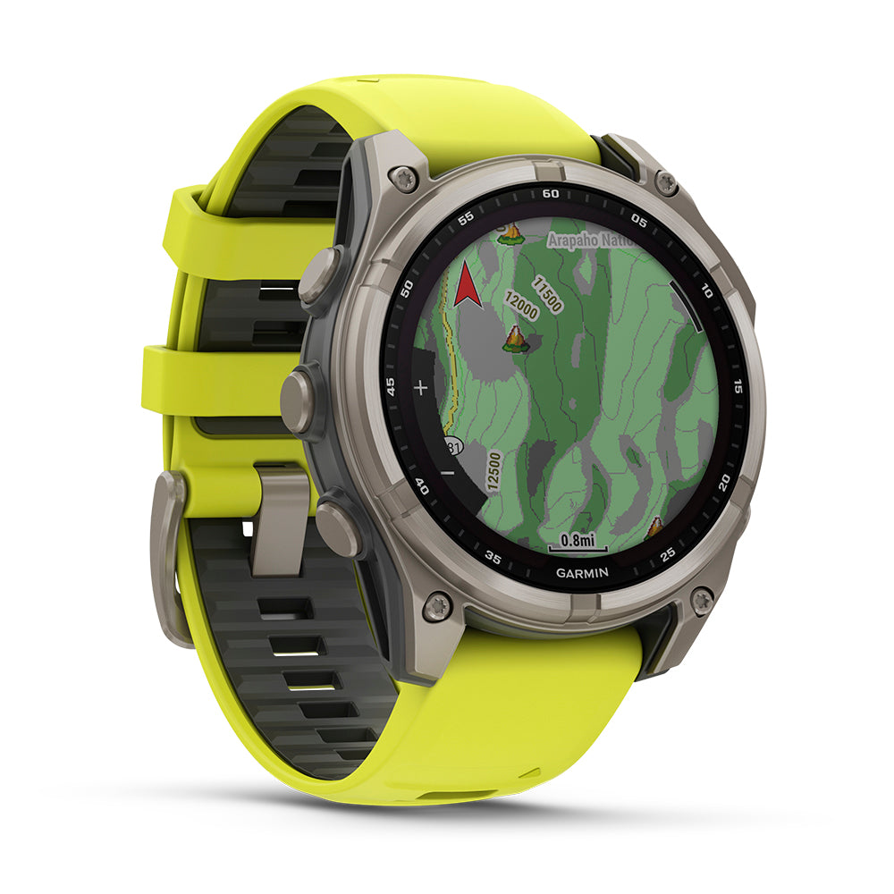 Relógio Garmin Fênix ® 8 Safira Solar Titânio e Amarelo