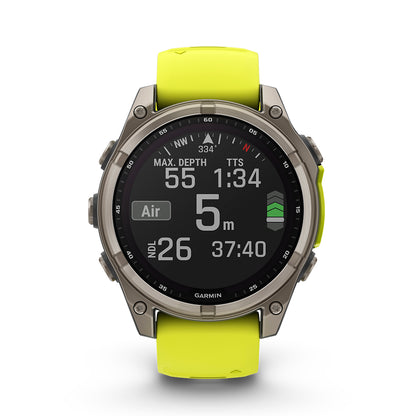 Relógio Garmin Fênix ® 8 Safira Solar Titânio e Amarelo