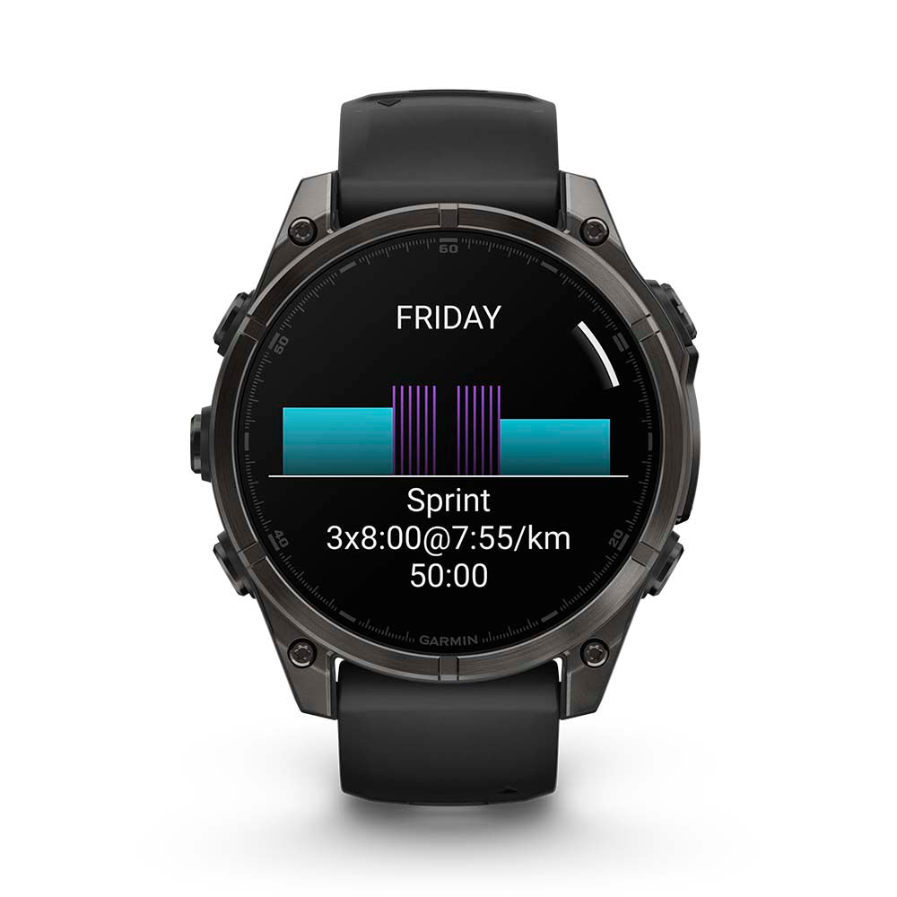 Relógio Garmin Fênix ® 8 Safira Titânio Cinza Carbono e Preto