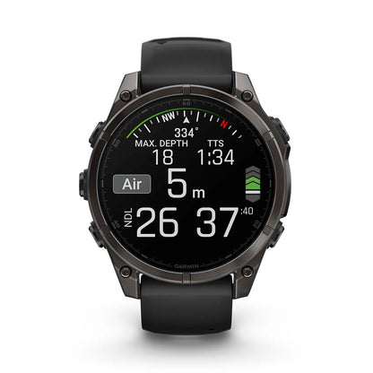 Relógio Garmin Fênix ® 8 Safira Titânio Cinza Carbono e Preto