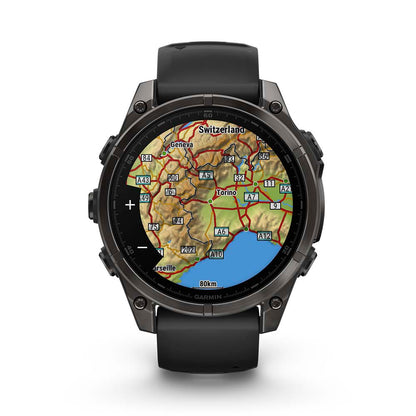 Relógio Garmin Fênix ® 8 Safira Titânio Cinza Carbono e Preto