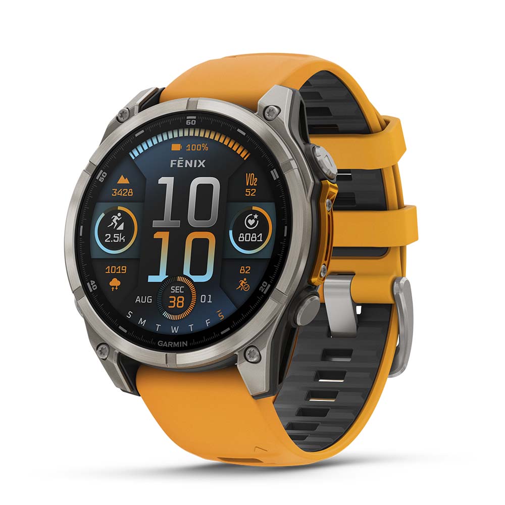 Relógio Garmin Fênix ® 8 Safira Titânio Laranja e Grafite