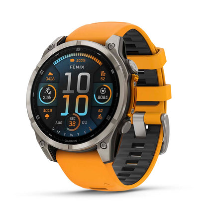 Relógio Garmin Fênix ® 8 Safira Titânio Laranja e Grafite