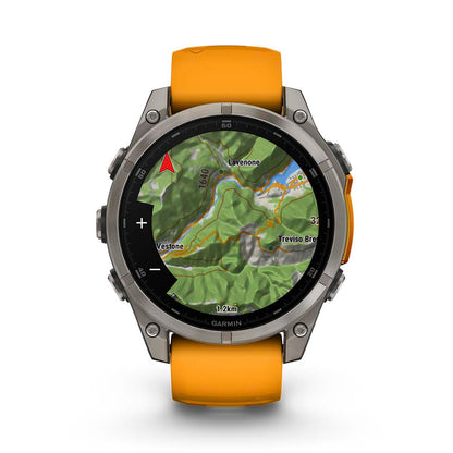 Relógio Garmin Fênix ® 8 Safira Titânio Laranja e Grafite