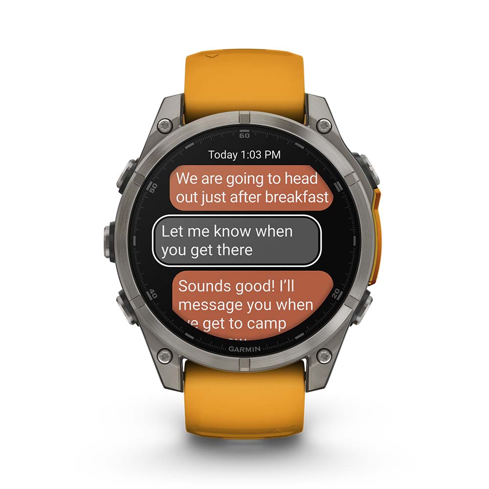 Relógio Garmin Fênix ® 8 Safira Titânio Laranja e Grafite