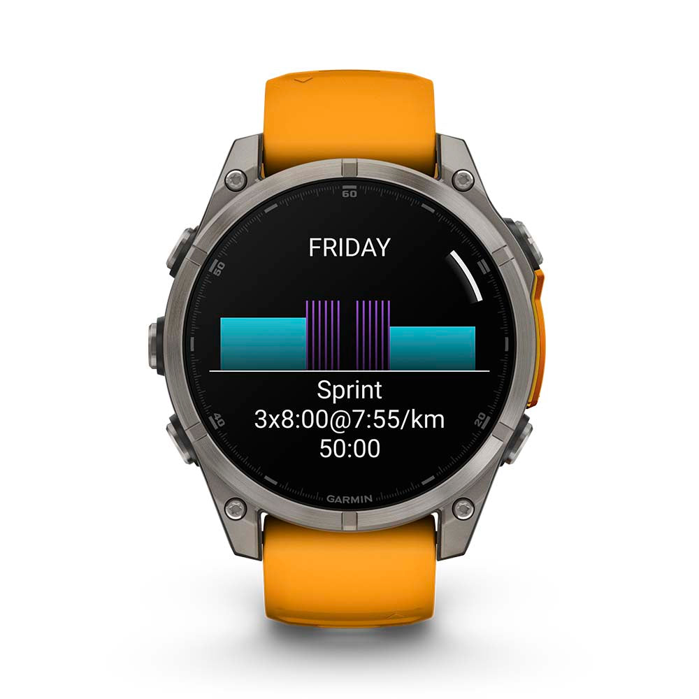 Relógio Garmin Fênix ® 8 Safira Titânio Laranja e Grafite