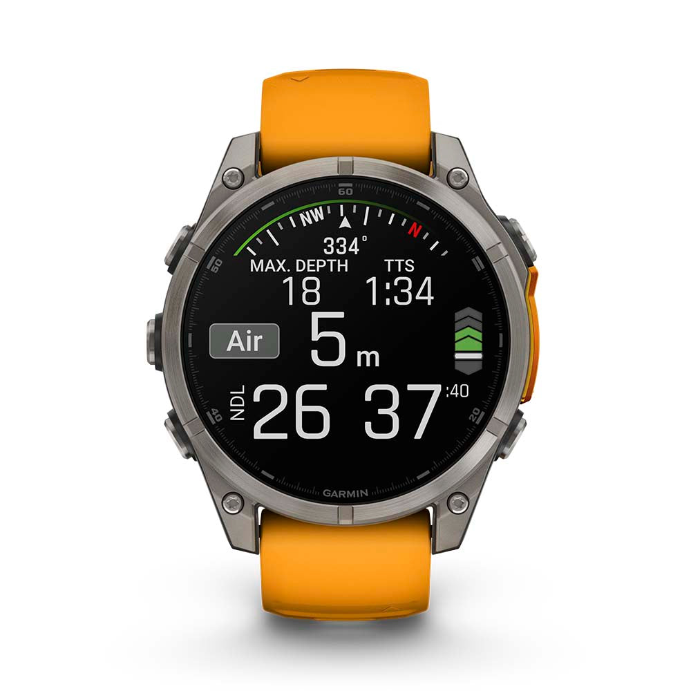 Relógio Garmin Fênix ® 8 Safira Titânio Laranja e Grafite
