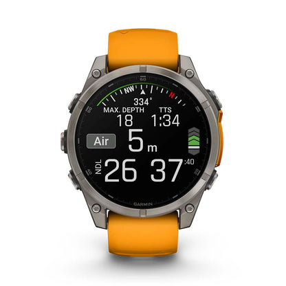 Relógio Garmin Fênix ® 8 Safira Titânio Laranja e Grafite