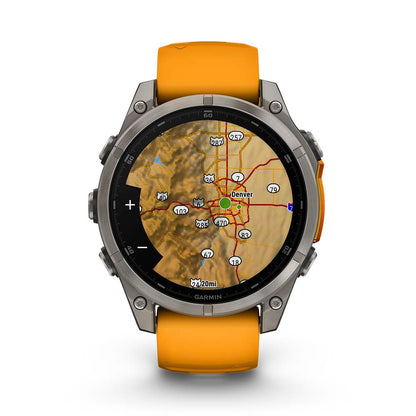 Relógio Garmin Fênix ® 8 Safira Titânio Laranja e Grafite