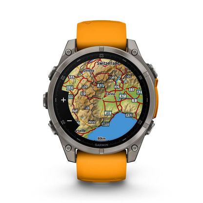 Relógio Garmin Fênix ® 8 Safira Titânio Laranja e Grafite