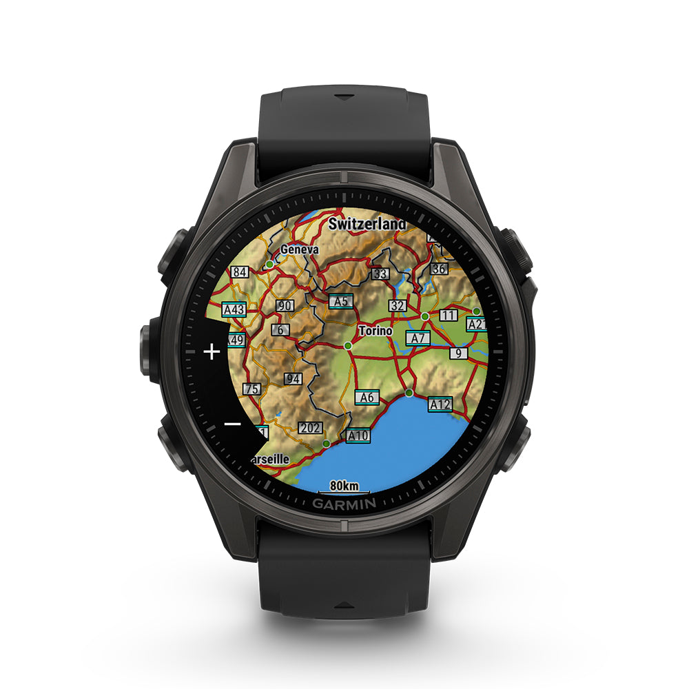 Relógio Garmin Fênix ® 8S Safira Titânio Cinza Carbono e Preto