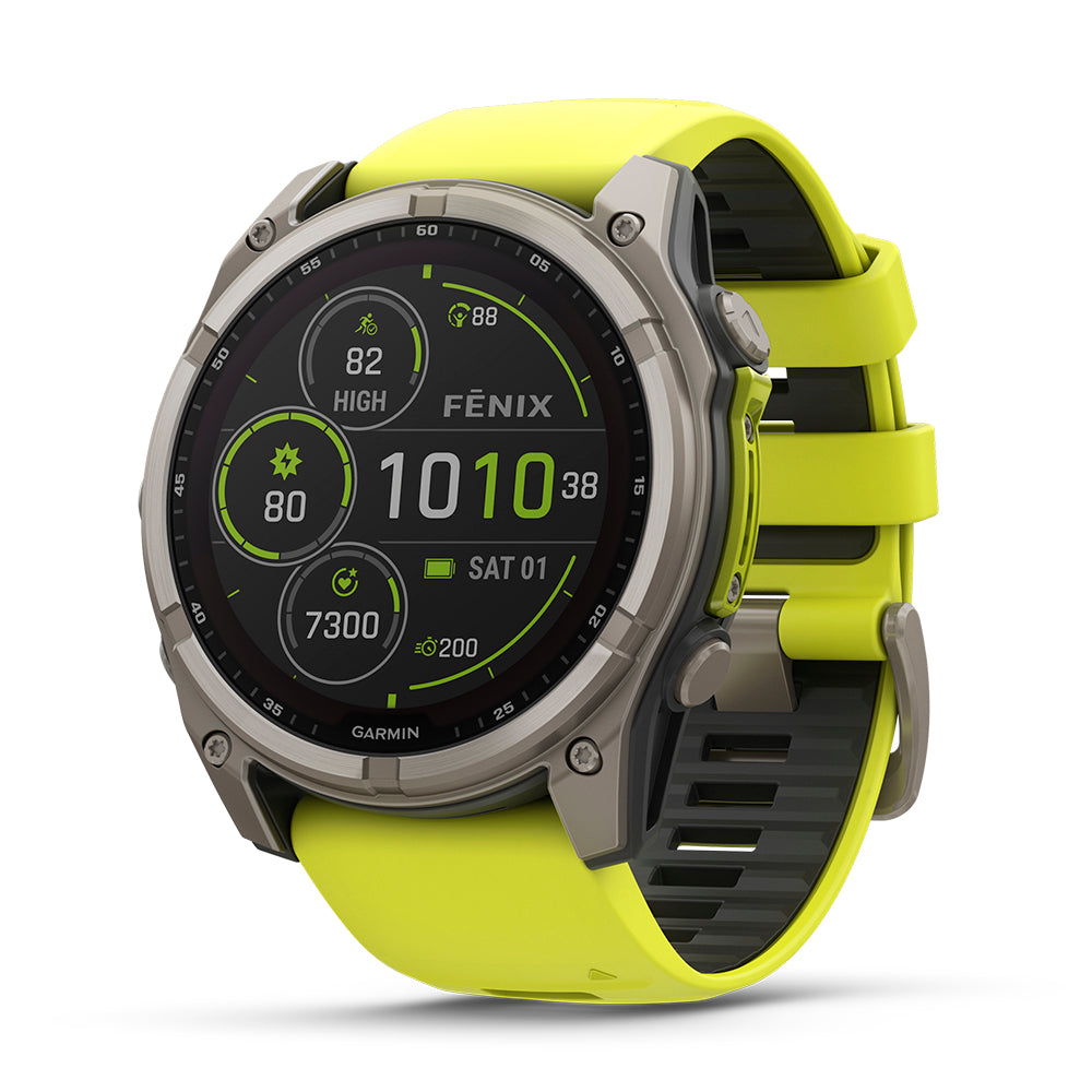 Relógio Garmin Fênix ® 8X Safira Solar Titânio e Amarelo