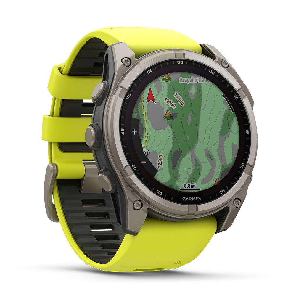 Relógio Garmin Fênix ® 8X Safira Solar Titânio e Amarelo