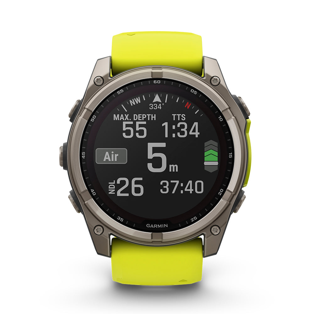 Relógio Garmin Fênix ® 8X Safira Solar Titânio e Amarelo
