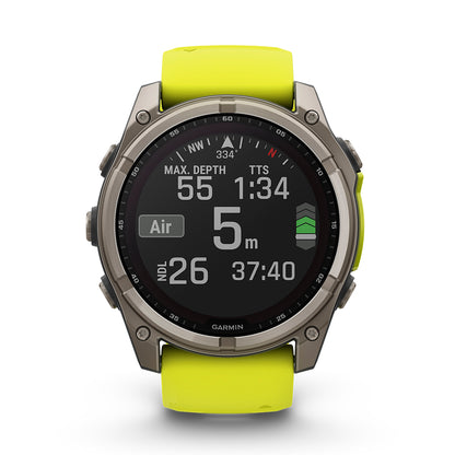 Relógio Garmin Fênix ® 8X Safira Solar Titânio e Amarelo