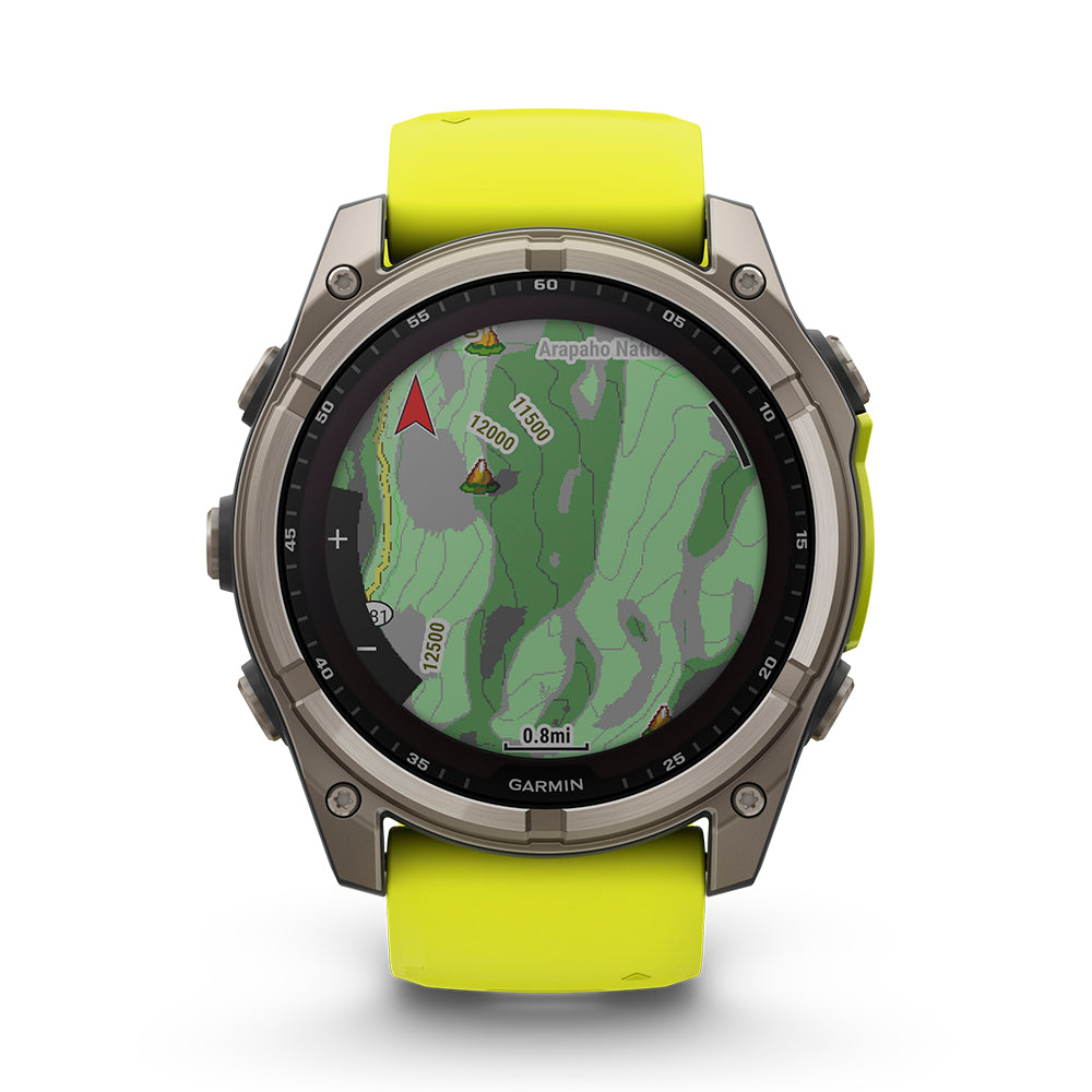 Relógio Garmin Fênix ® 8X Safira Solar Titânio e Amarelo