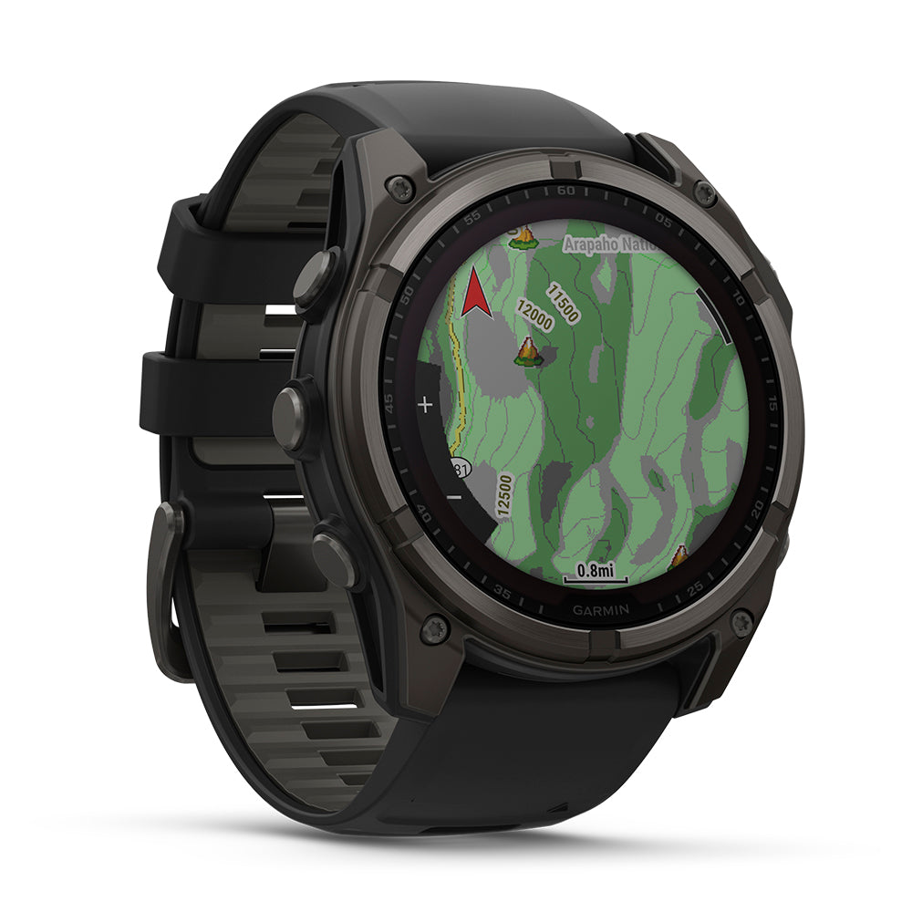 Relógio Garmin Fênix ® 8X Safira Solar Titânio Cinza Carbono e Preto
