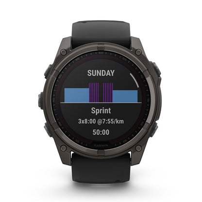 Relógio Garmin Fênix ® 8X Safira Solar Titânio Cinza Carbono e Preto