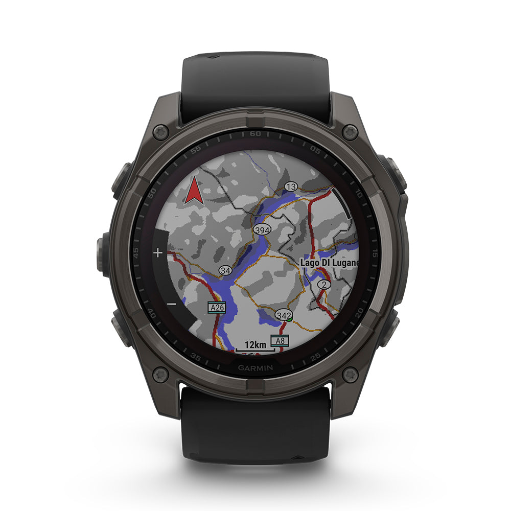 Relógio Garmin Fênix ® 8X Safira Solar Titânio Cinza Carbono e Preto