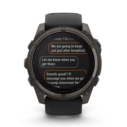 Relógio Garmin Fênix ® 8X Safira Solar Titânio Cinza Carbono e Preto
