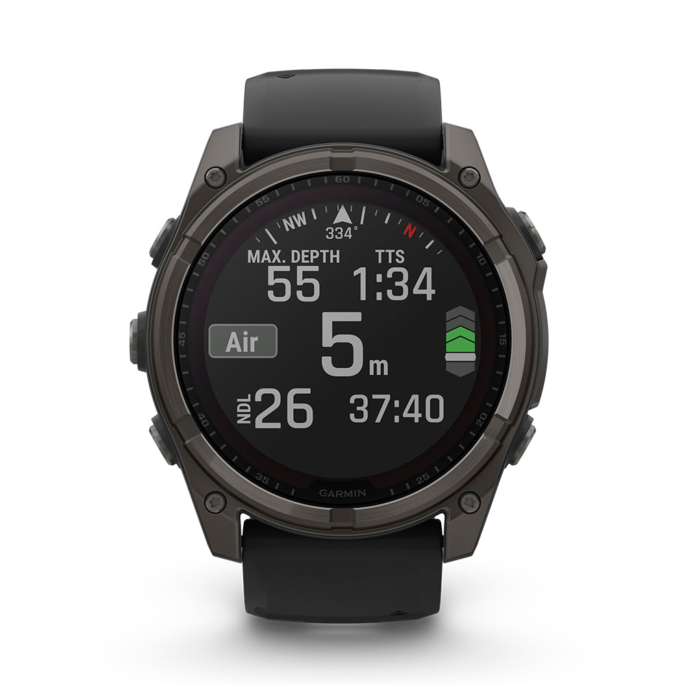 Relógio Garmin Fênix ® 8X Safira Solar Titânio Cinza Carbono e Preto