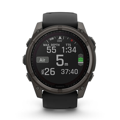 Relógio Garmin Fênix ® 8X Safira Solar Titânio Cinza Carbono e Preto