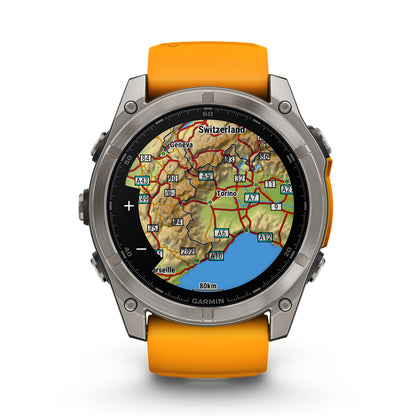 Relógio Garmin Fênix ® 8X Safira Titânio e Laranja