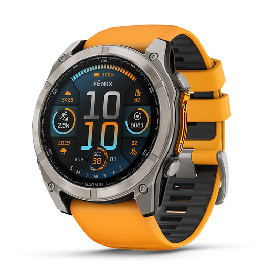 Relógio Garmin Fênix ® 8X Safira Titânio e Laranja