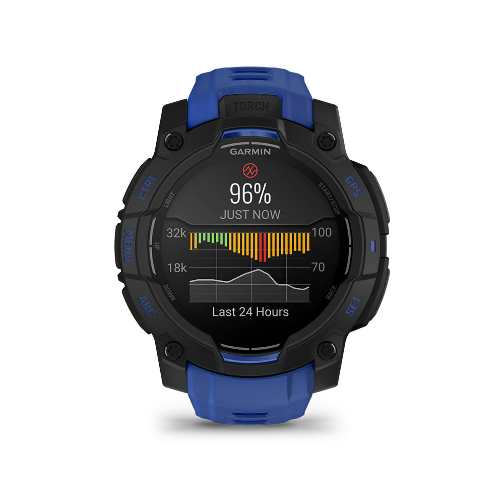 Relógio Garmin Instinct ® 3 Supernova AMOLED Preto e Azul - 45 mm