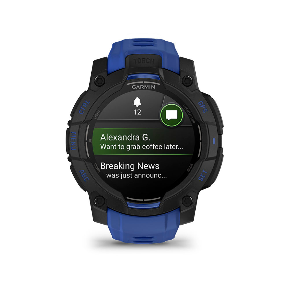 Relógio Garmin Instinct ® 3 Supernova AMOLED Preto e Azul - 45 mm