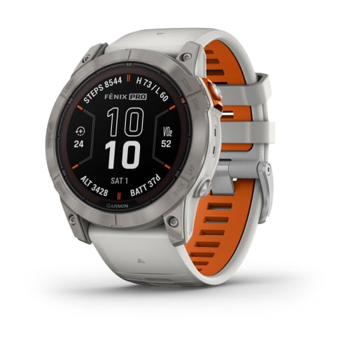 Relógio Garmin Fênix ® 7X Pro Safira Solar Titânio Cinza e Laranja