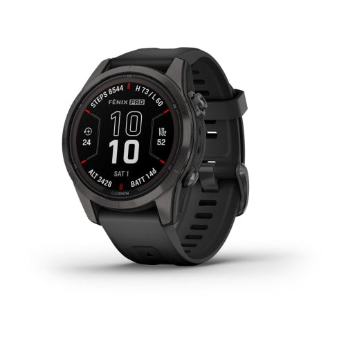 Relógio Garmin Fênix ® 7S Pro Safira Solar Cinza Carbono Titânio e Preto