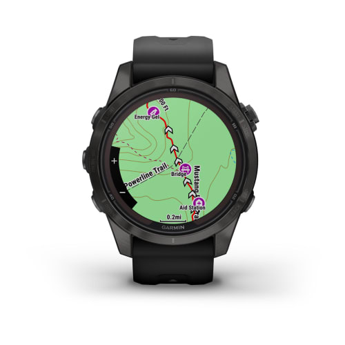Relógio Garmin Fênix ® 7S Pro Safira Solar Cinza Carbono Titânio e Preto