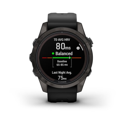 Relógio Garmin Fênix ® 7S Pro Safira Solar Cinza Carbono Titânio e Preto