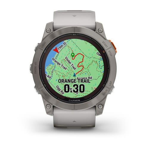 Relógio Garmin Fênix ® 7X Pro Safira Solar Titânio Cinza e Laranja
