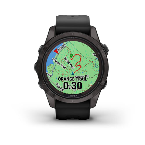 Relógio Garmin Fênix ® 7S Pro Safira Solar Cinza Carbono Titânio e Preto