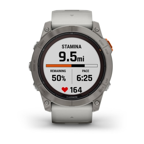 Relógio Garmin Fênix ® 7X Pro Safira Solar Titânio Cinza e Laranja
