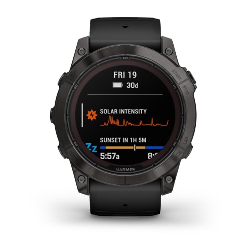 Relógio Garmin Fênix ® 7X Pro Safira Solar Cinza Carbono Titânio e Preto